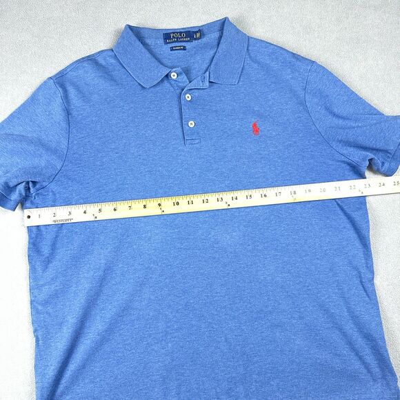Polo Ralph Lauren Polo Shirt Mens Large Heather Blue Classic Fit Red Pony Logo - Picture 4 of 7